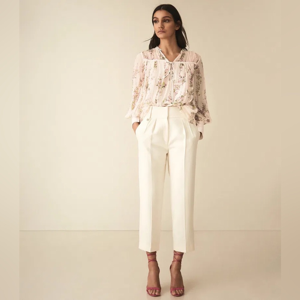 Reiss Marino white floral print top